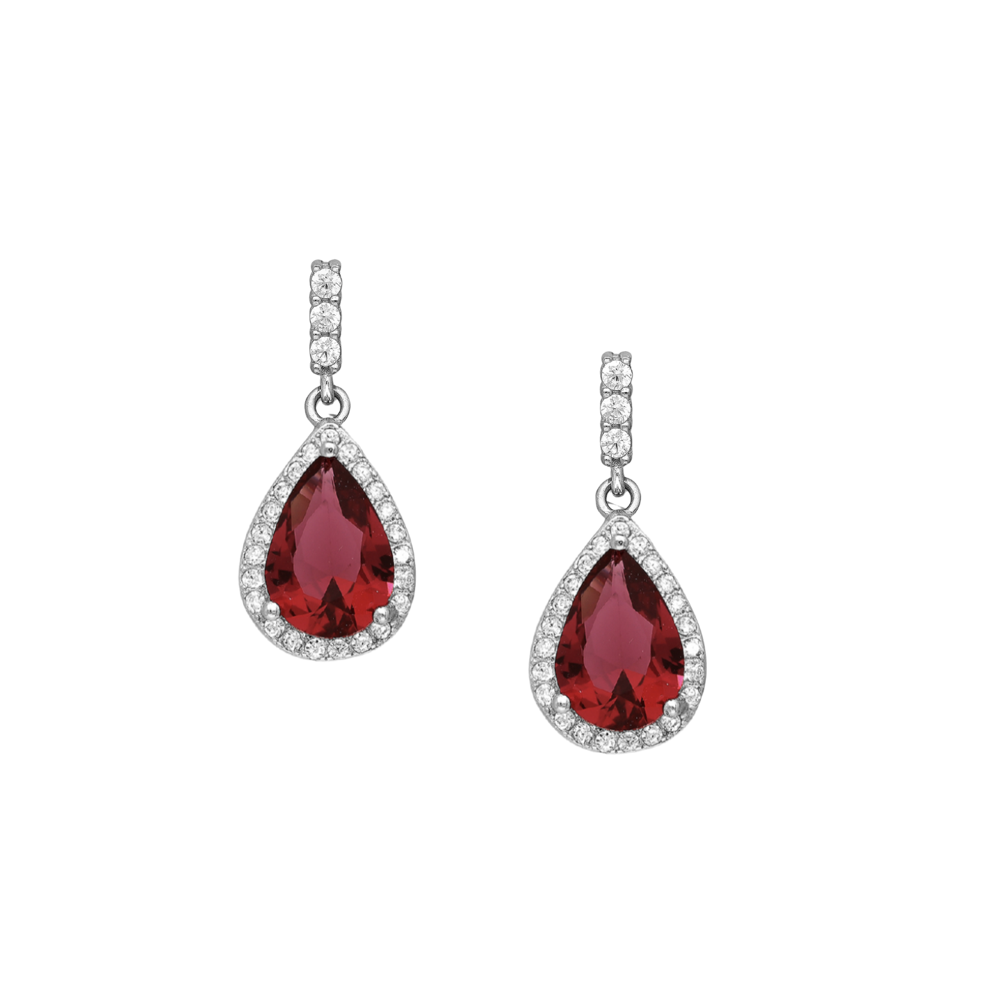 Cubic Zirconia & Sterling Silver Teardrop Earrings