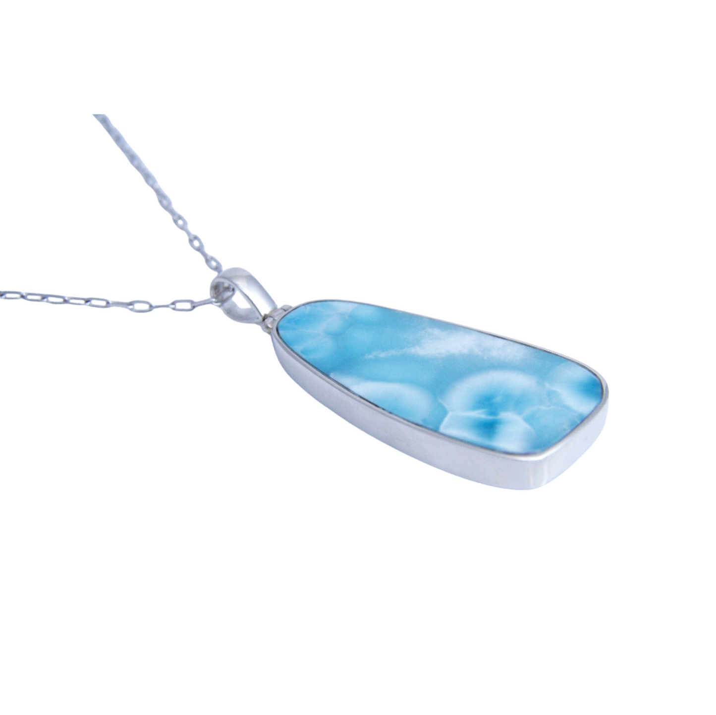 Sterling Silver Larimar Tapered Pendant Necklace