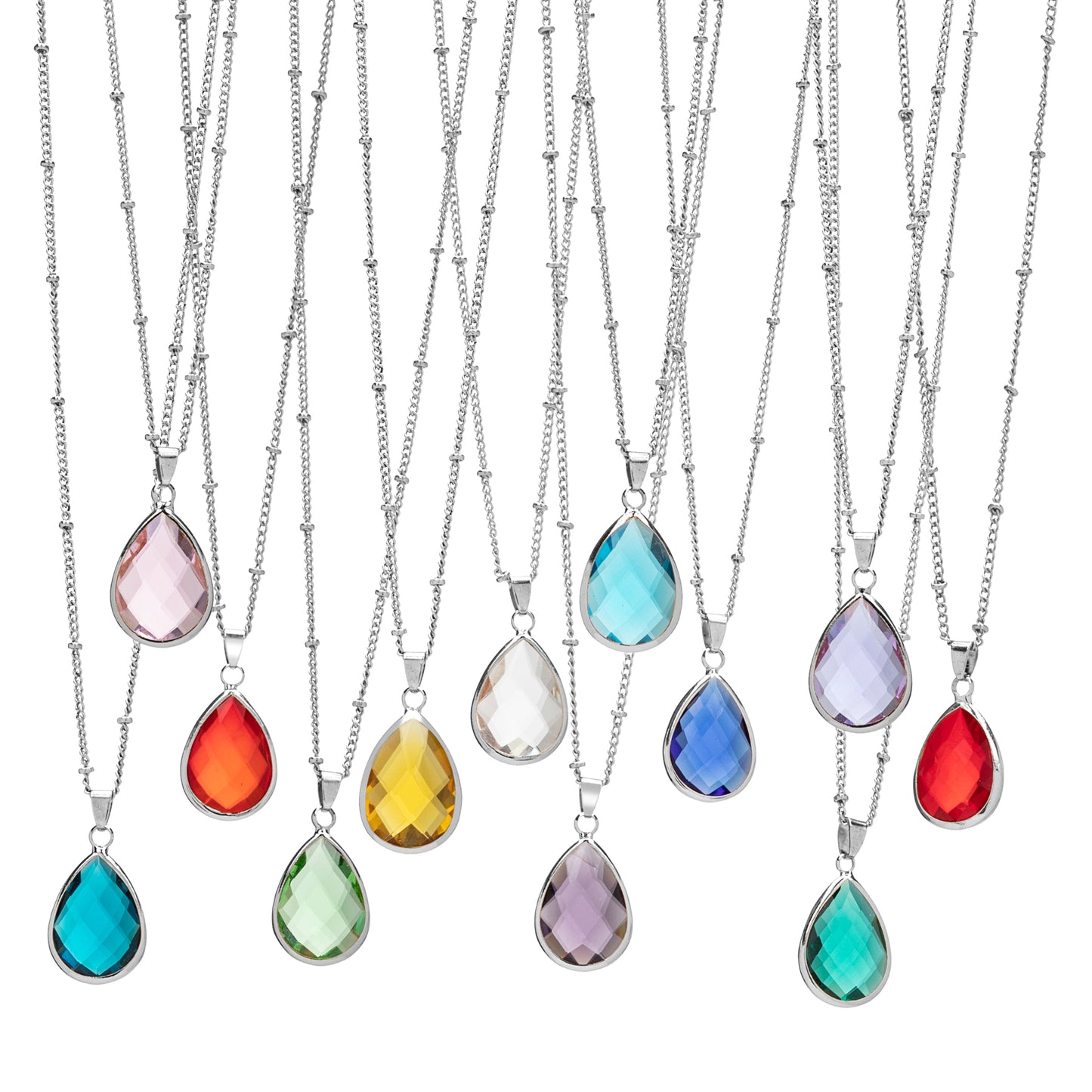 Teardrop Faceted Birthstone Pendant Necklace