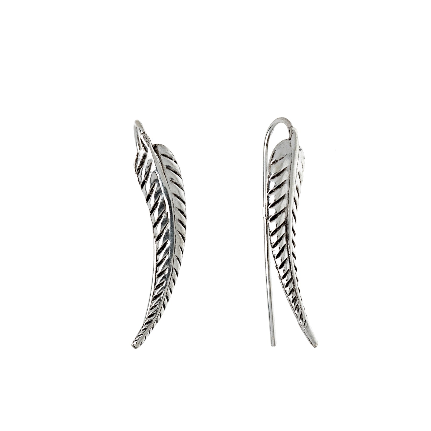 Sterling Silver Leaf Threader Earrings