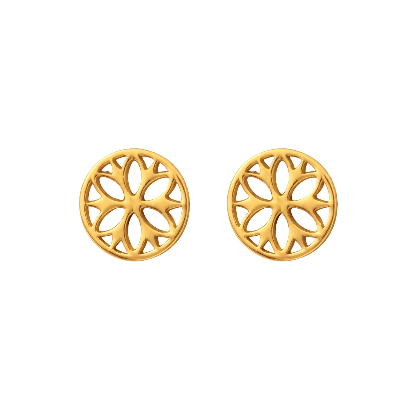 Goldtone Plated Sterling Silver Circular Floral Stud Earrings
