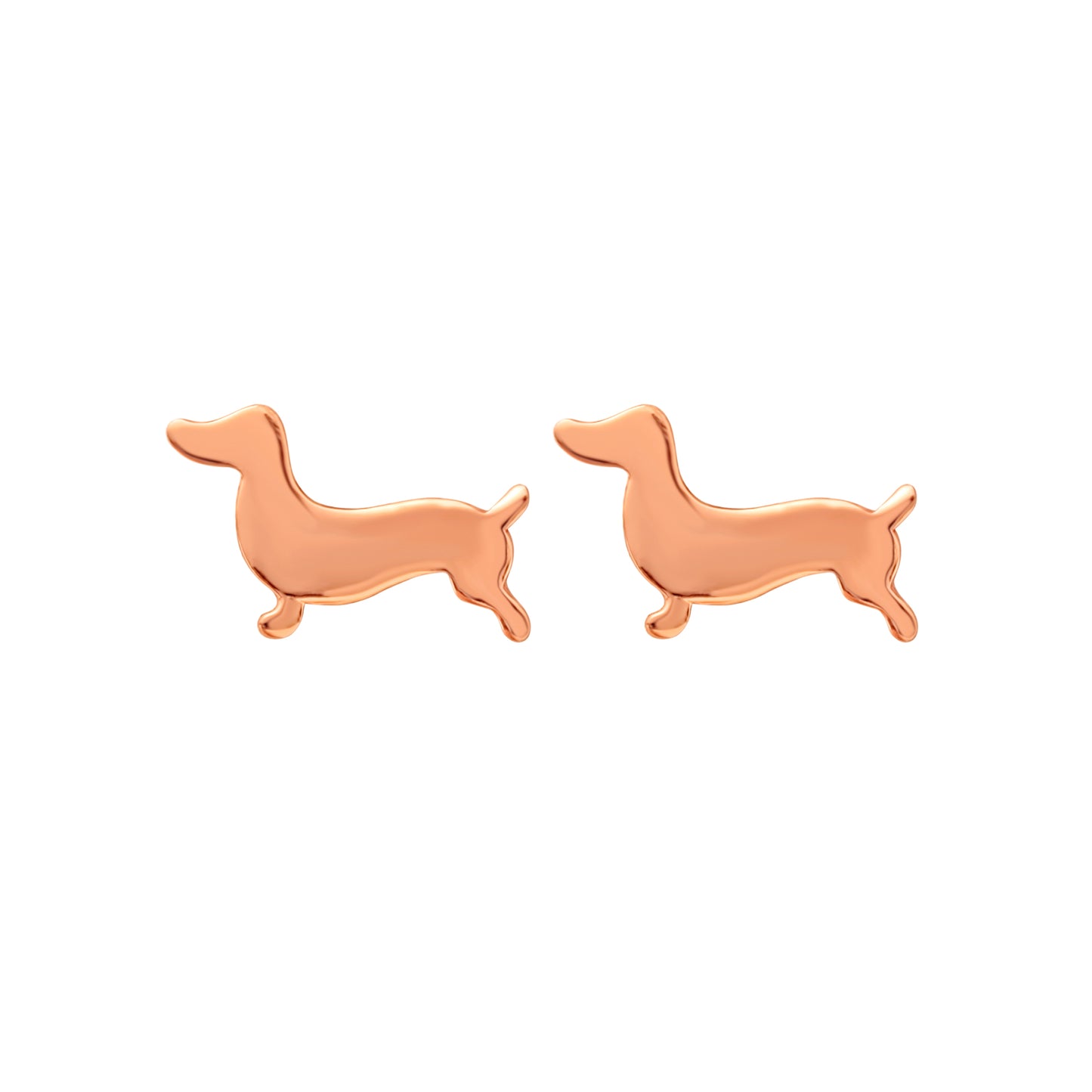 Rose Goldtone Plated Sterling Silver Dog Stud Earrings