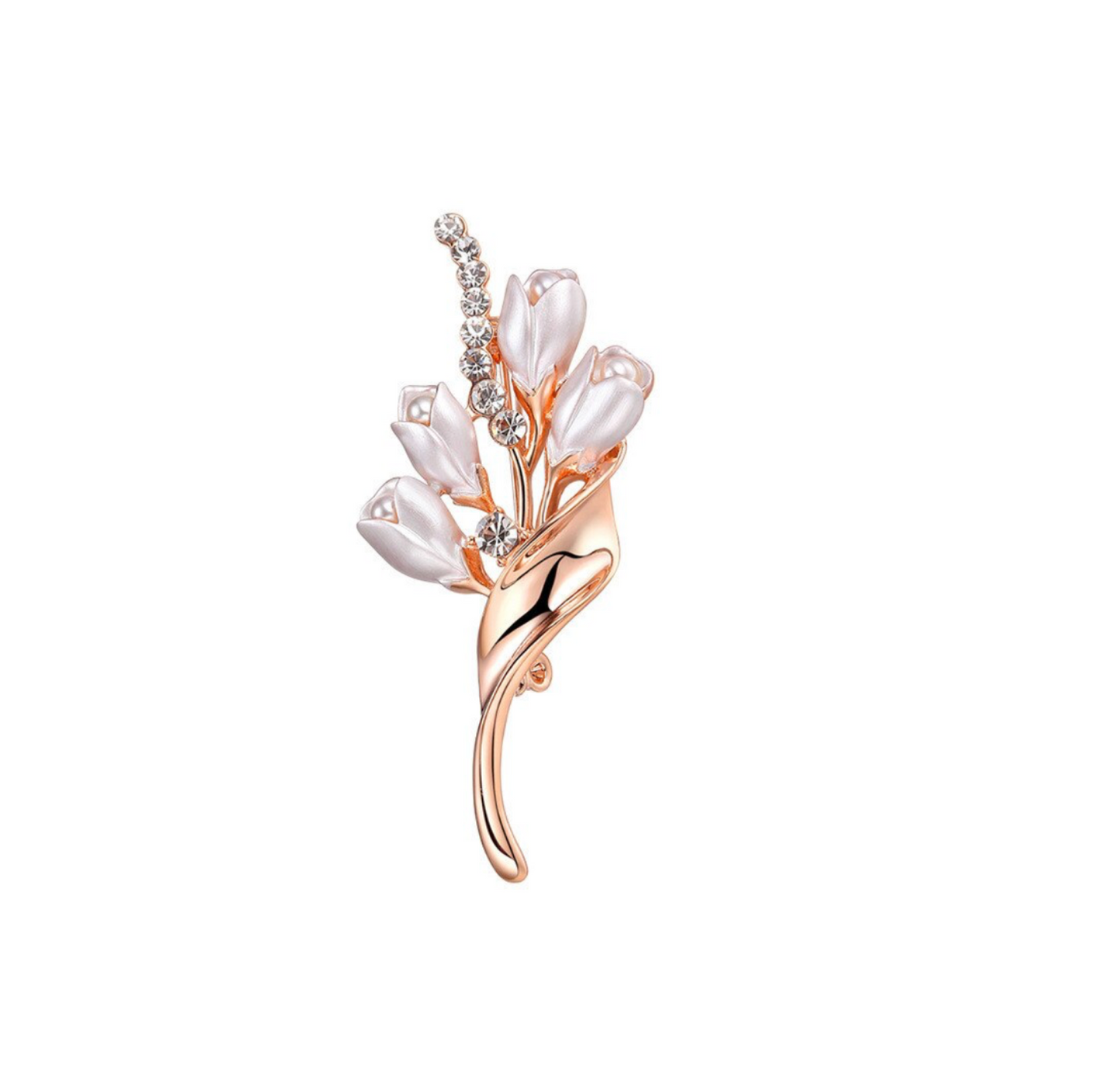 Rose Goldtone Floral Brooch
