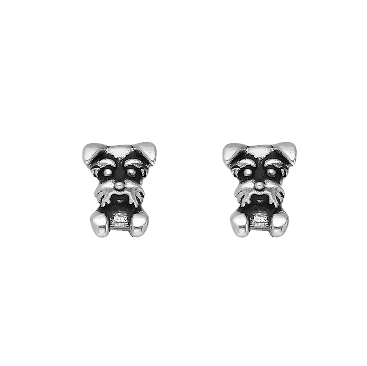 Sterling Silver Schnauzer Dog Stud Earrings