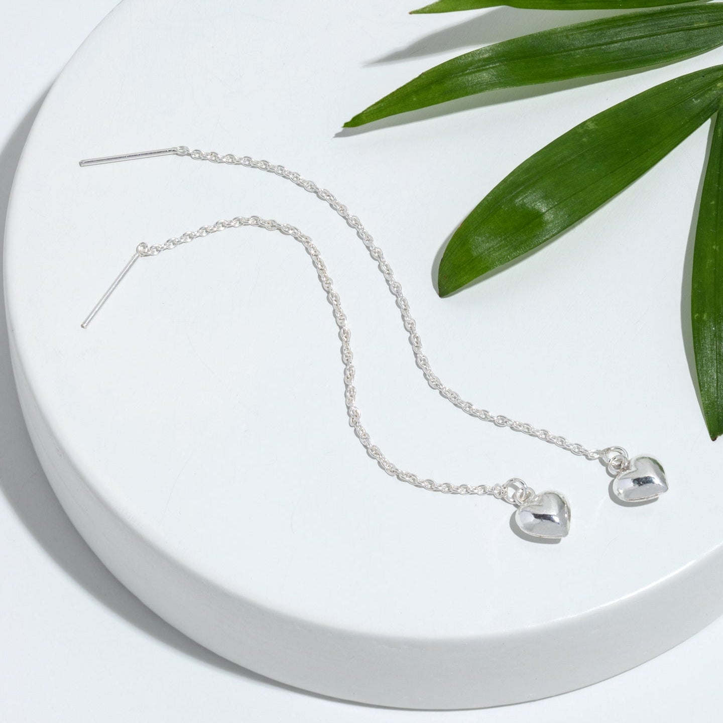 Sterling Silver Heart Threader Earrings