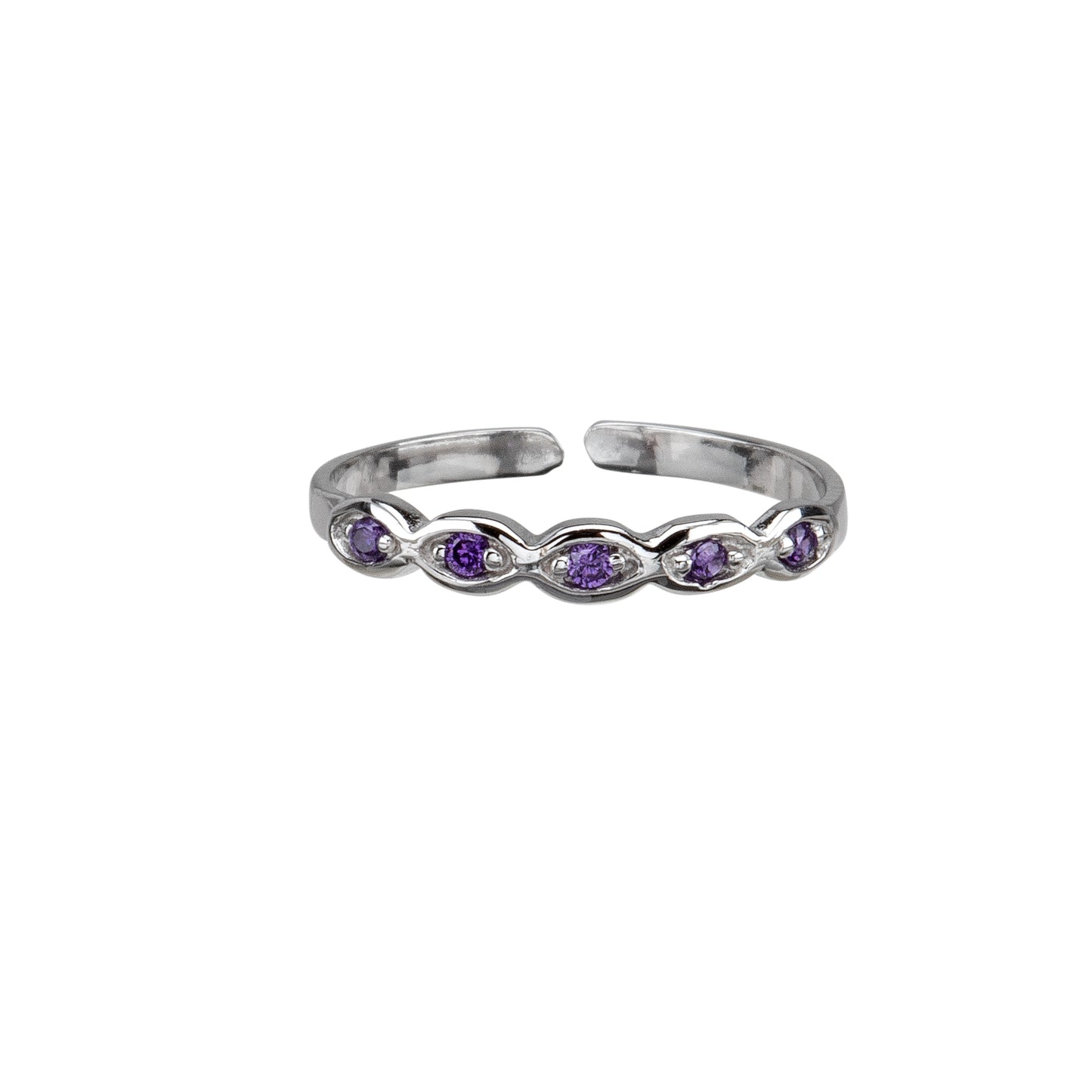 Sterling Silver Purple Cubic Zirconia Marquis Toe Ring