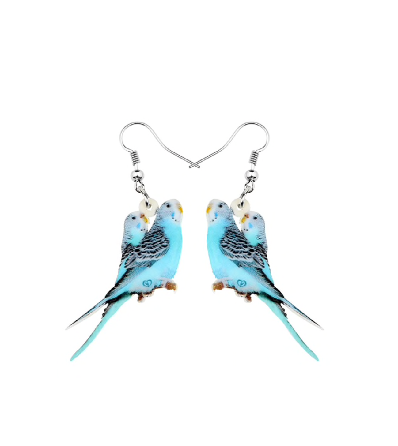 Blue Budgie Bird Drop Earrings