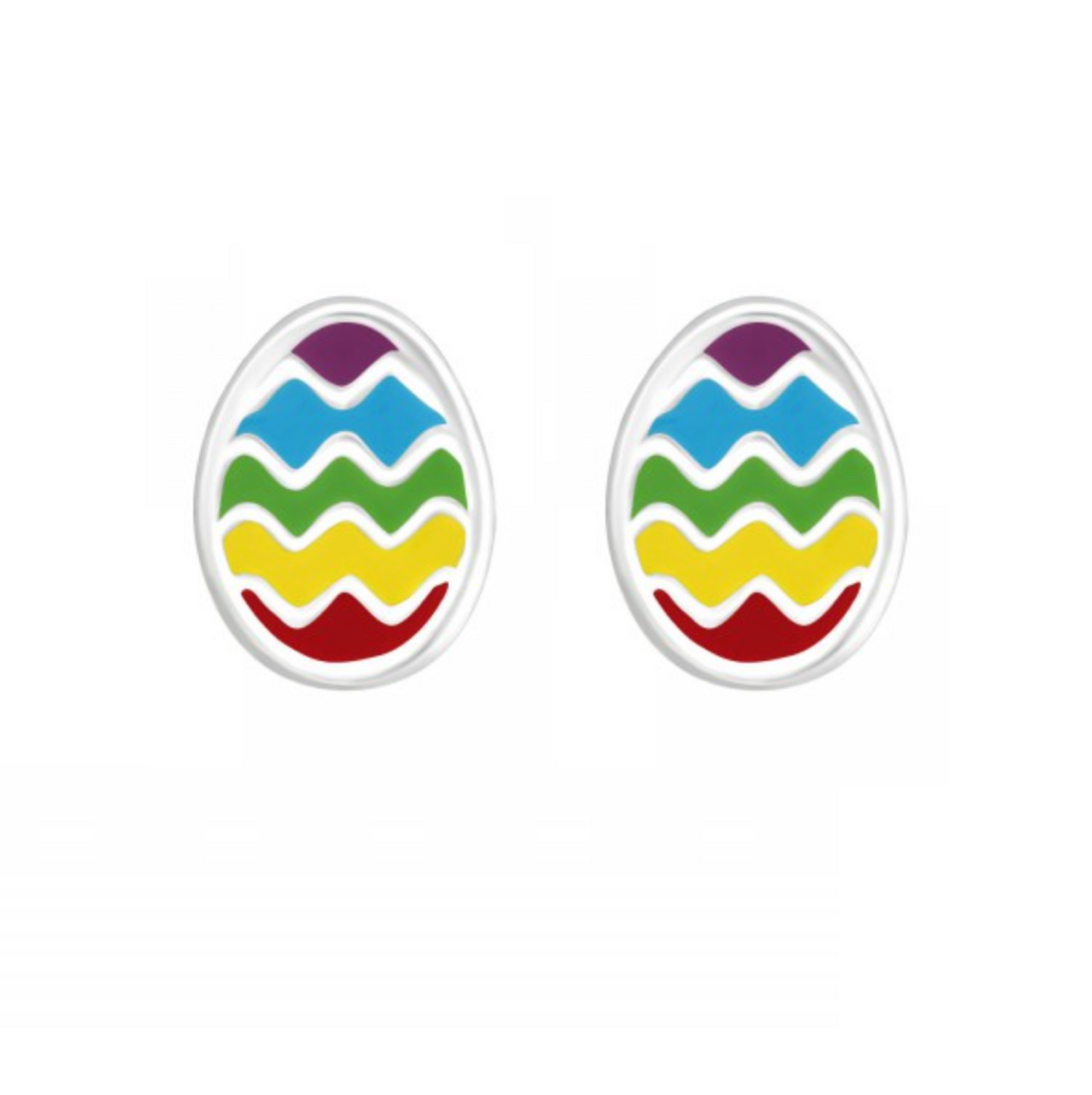 Multi Colored Easter Egg Sterling Silver Stud Earrings