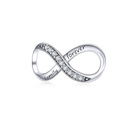 Sterling Silver Cubic Zirconia Family Forever Infinity Charm