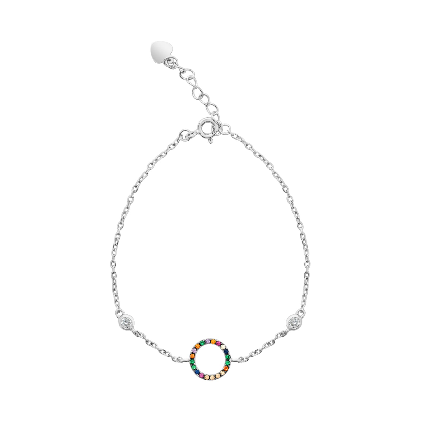 Sterling Silver Multi-Colored CZ Circle Bracelet