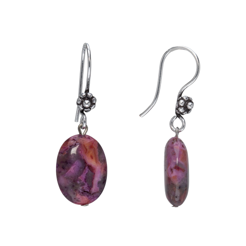 Purple Crazy Lace Agate Oval Drop Earrings