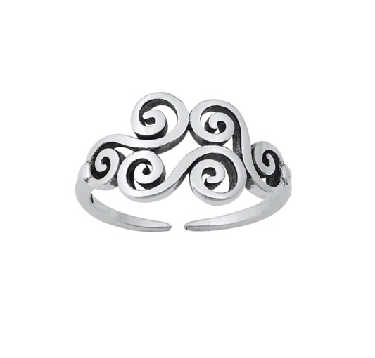 Sterling Silver Wind Symbol Toe Ring