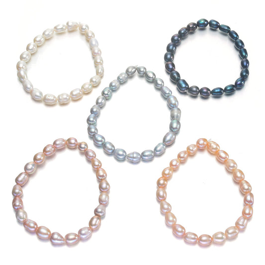 Set Of 5 Multi-colored Freshwater Pearl Stretch Bracelets