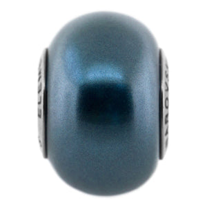 BeCharmed Petrol Blue Enamel Swarovski Charm, featuring a deep blue enamel finish with a stainless steel core, compatible with Pandora and other standard bracelets.