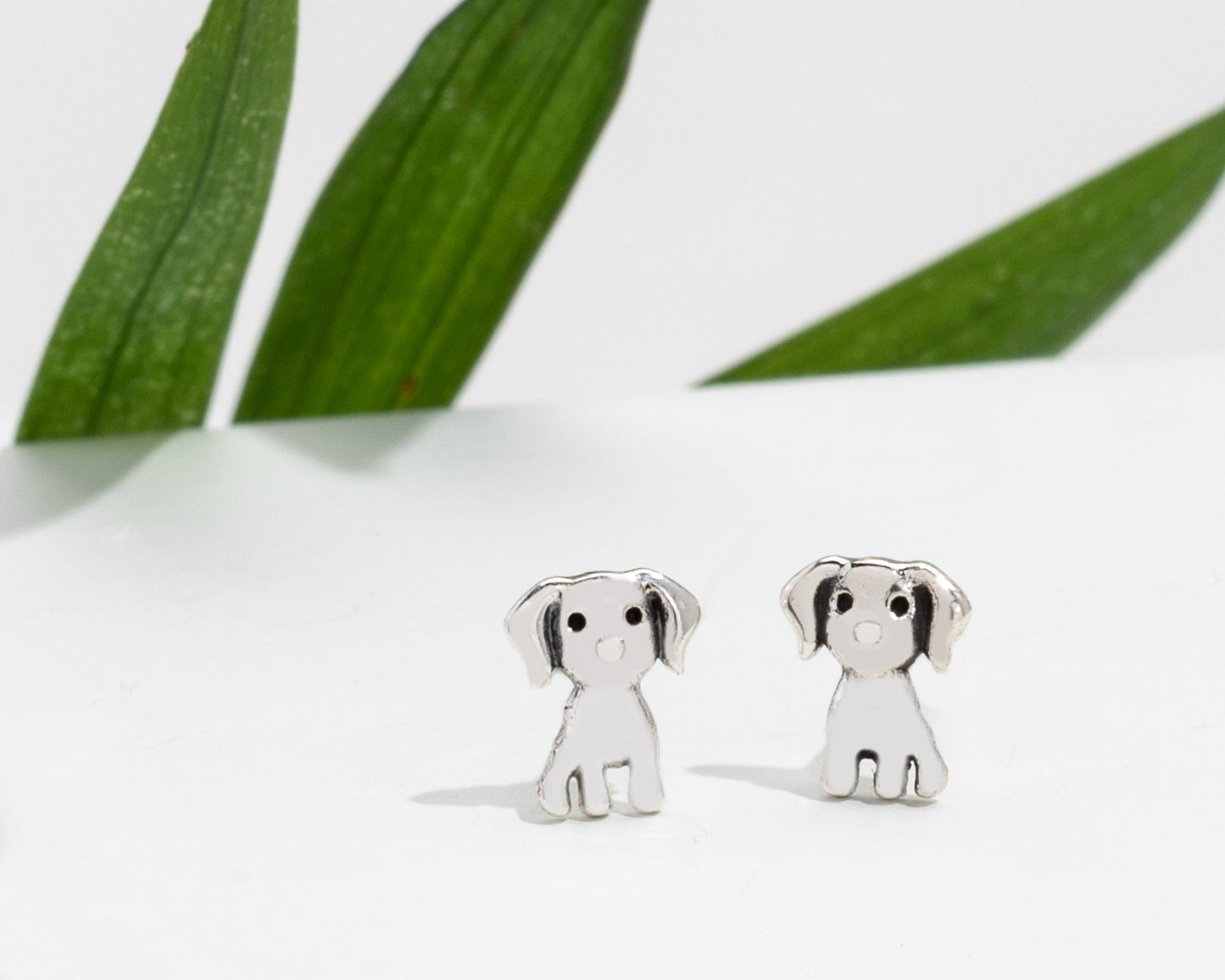 Sterling Silver Sweet Puppy Dog Stud Earrings