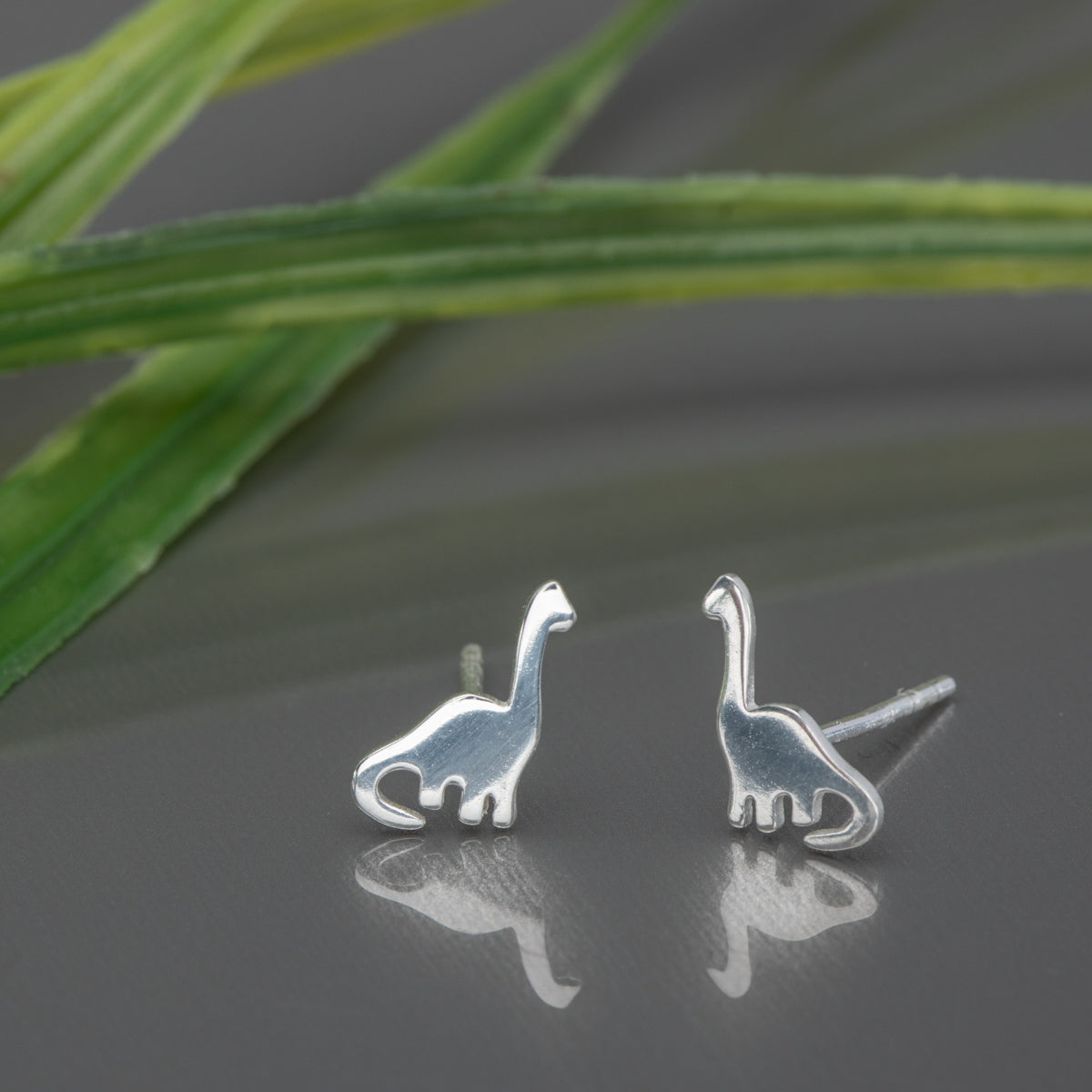 Sterling Silver Dinosaur Stud Earrings