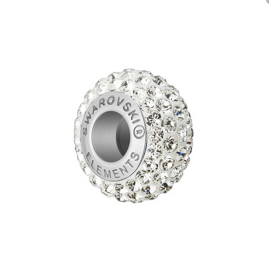 White Clear Swarovski Crystal Pave Charm Bead