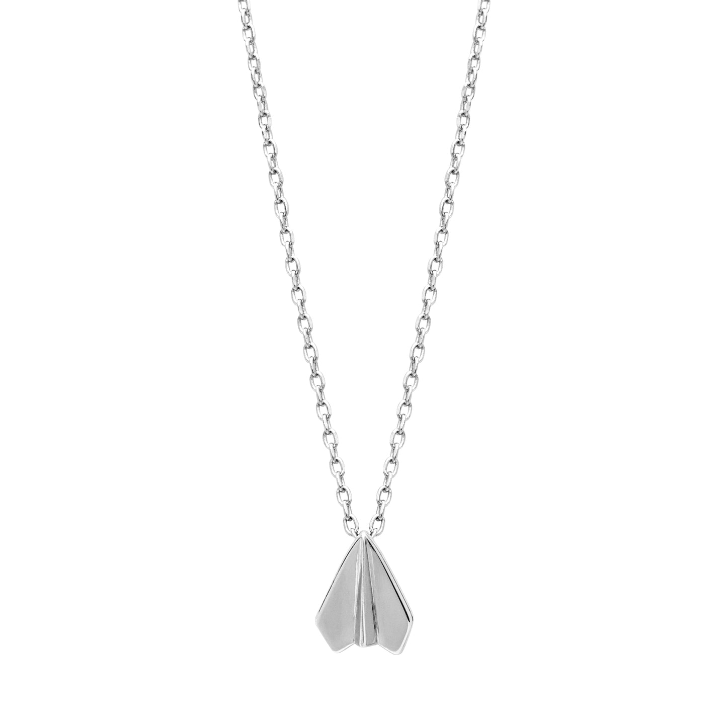 Sterling Silver Paper Airplane Pendant Necklace