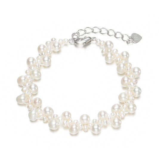 White Freshwater Pearl Clustered Bracelet