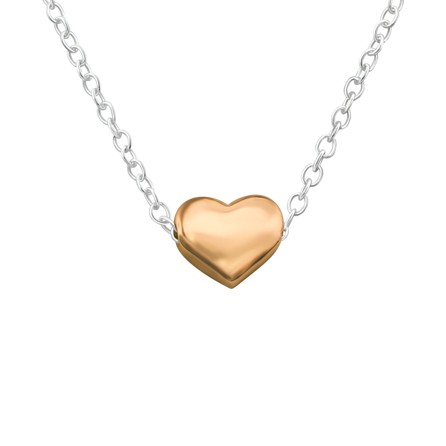 Sterling Silver Rose Goldtone Heart Pendant Necklace