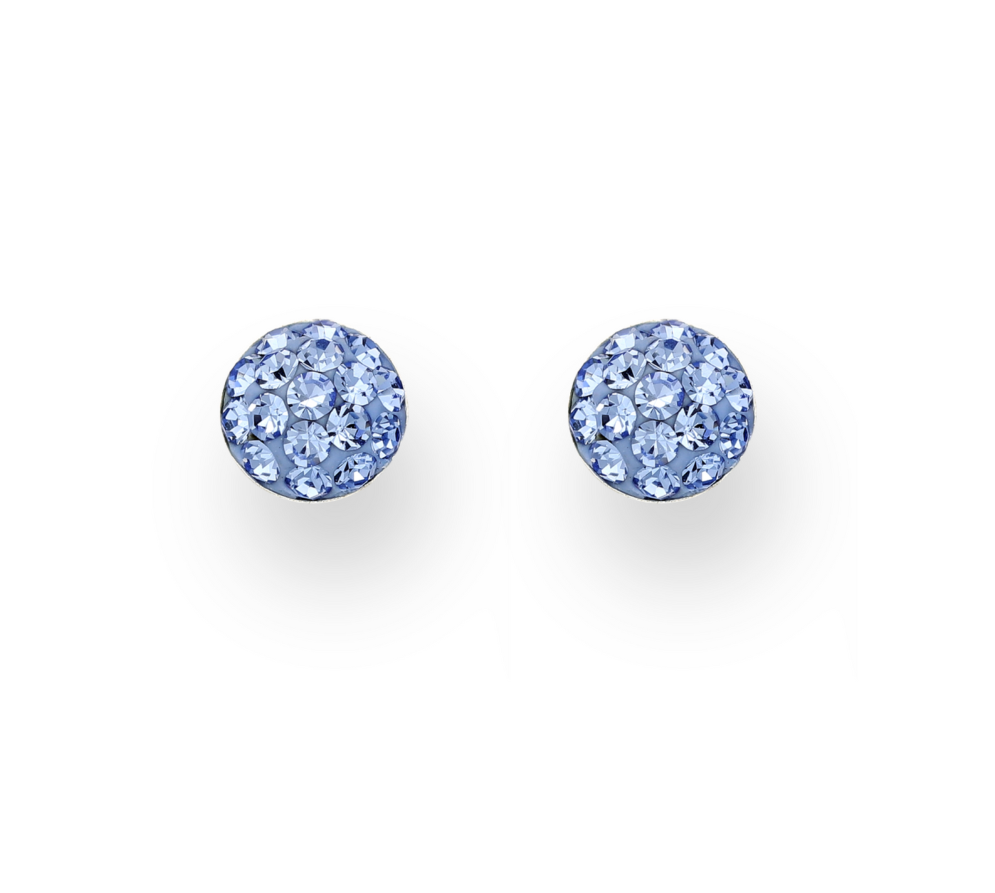 Sterling Silver Light Blue Cubic Zirconia Pave Circular Stud Earrings