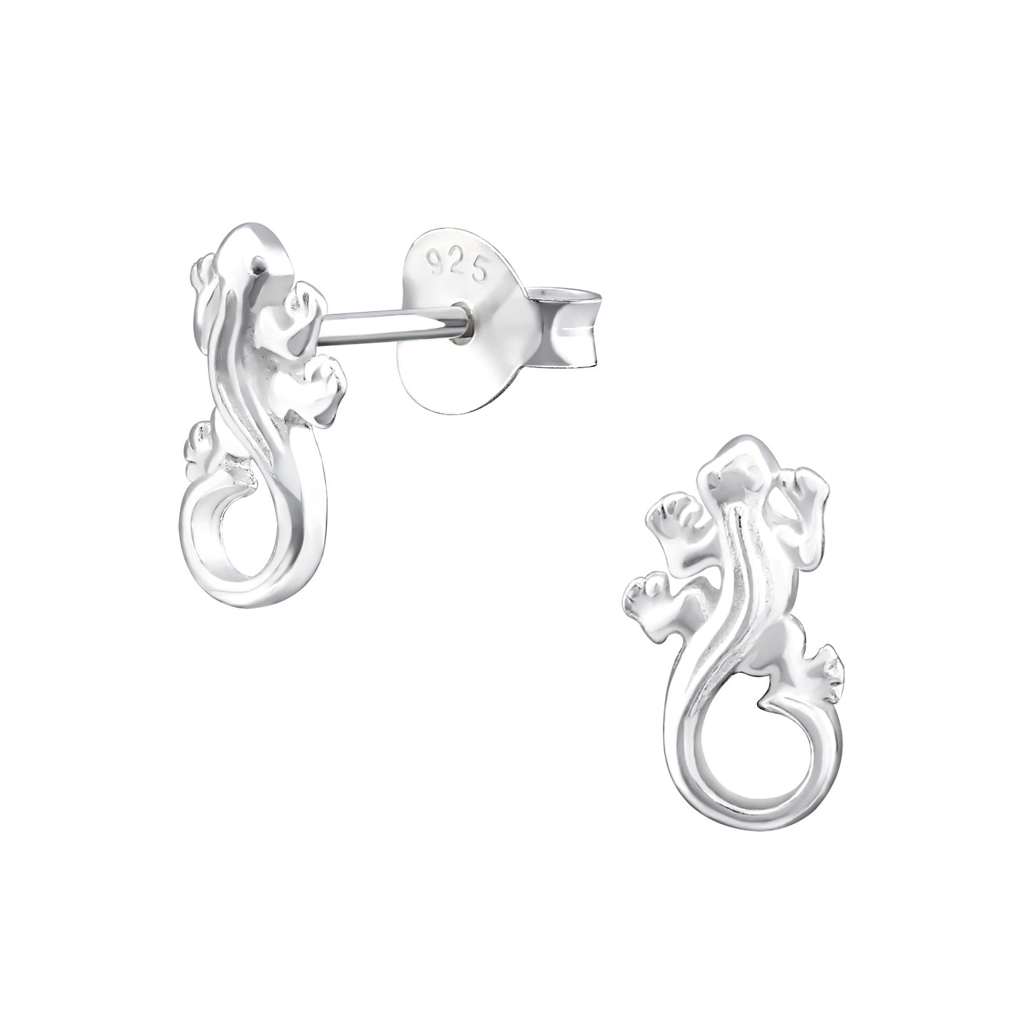 Sterling Silver Gecko Lizard Stud Earrings