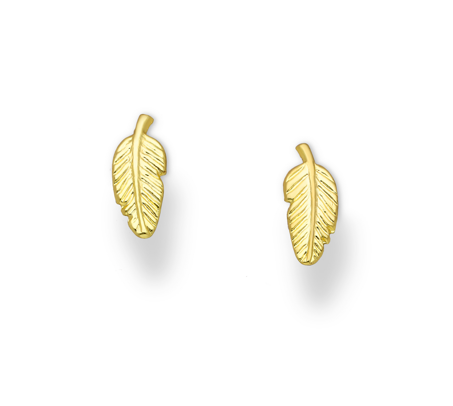 Goldtone Plated Sterling Silver Leaf Stud Earrings