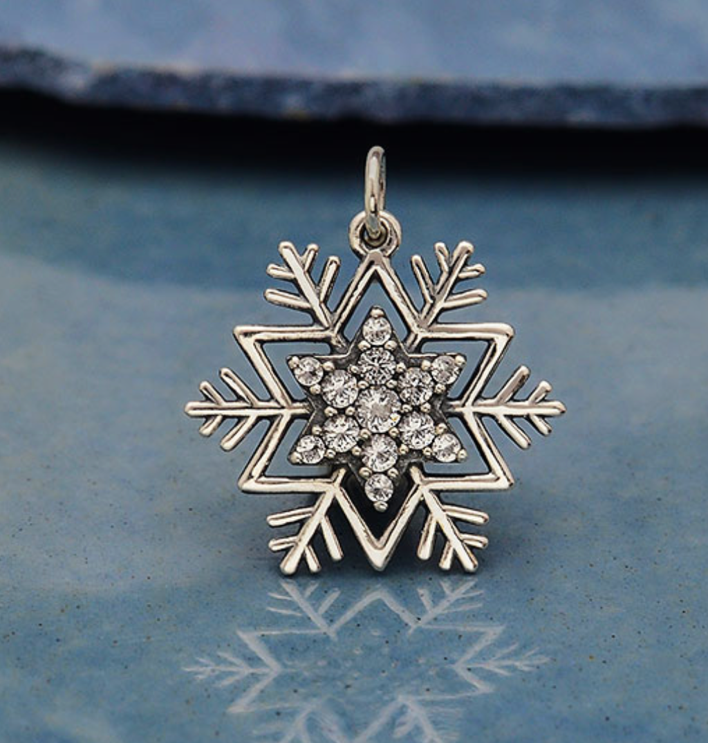 Sterling Silver Cubic Zirconia Snowflake Pendant