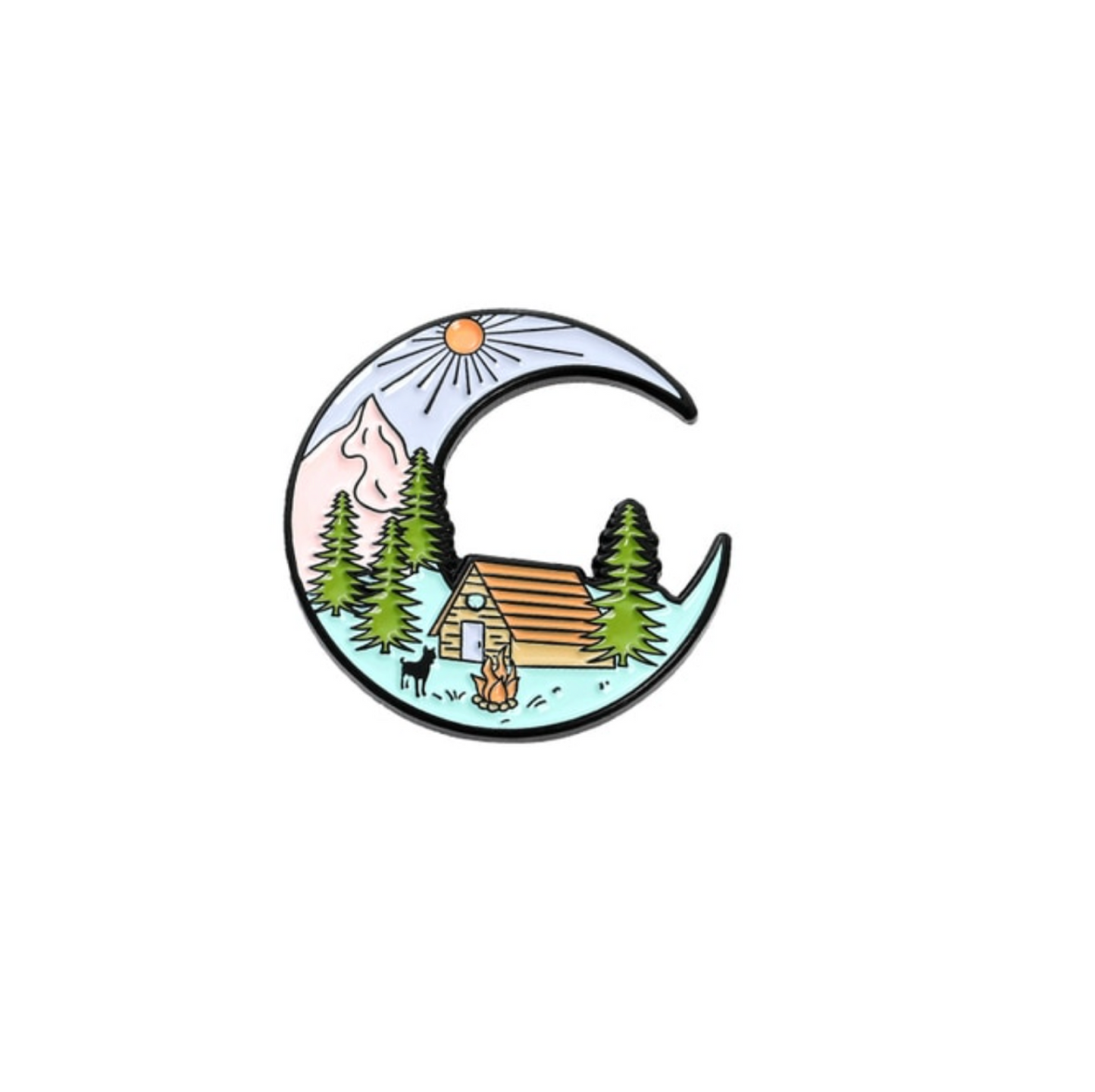 Cabin Getaway Crescent Moon Pin Brooch