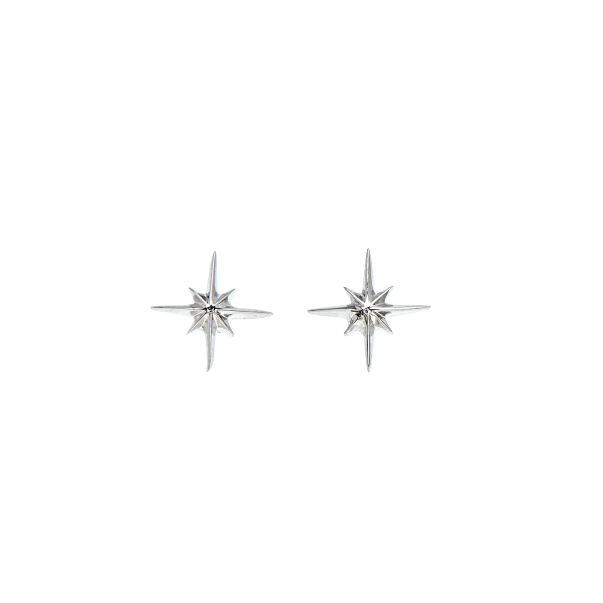 Silver-tone North Star stud earrings with clear crystal centres