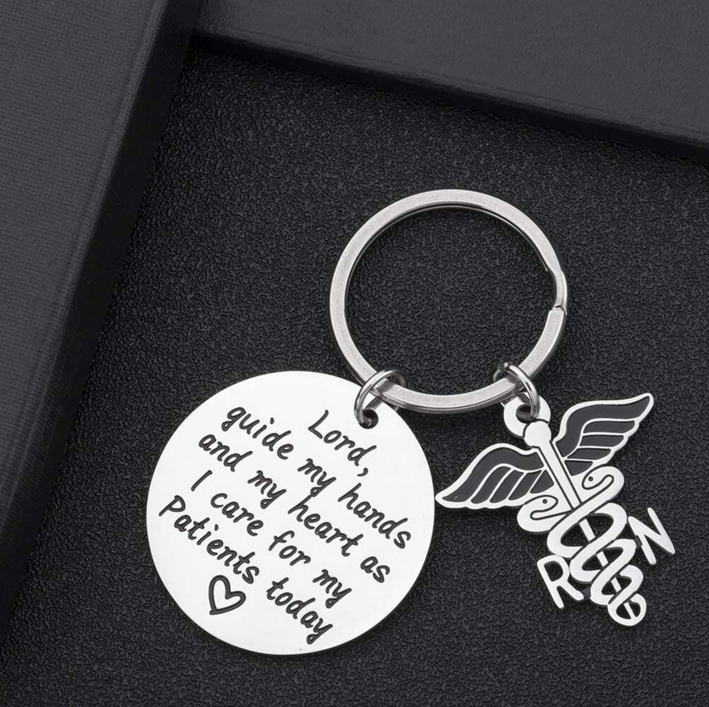 Silvertone Nurses Prayer Keychain
