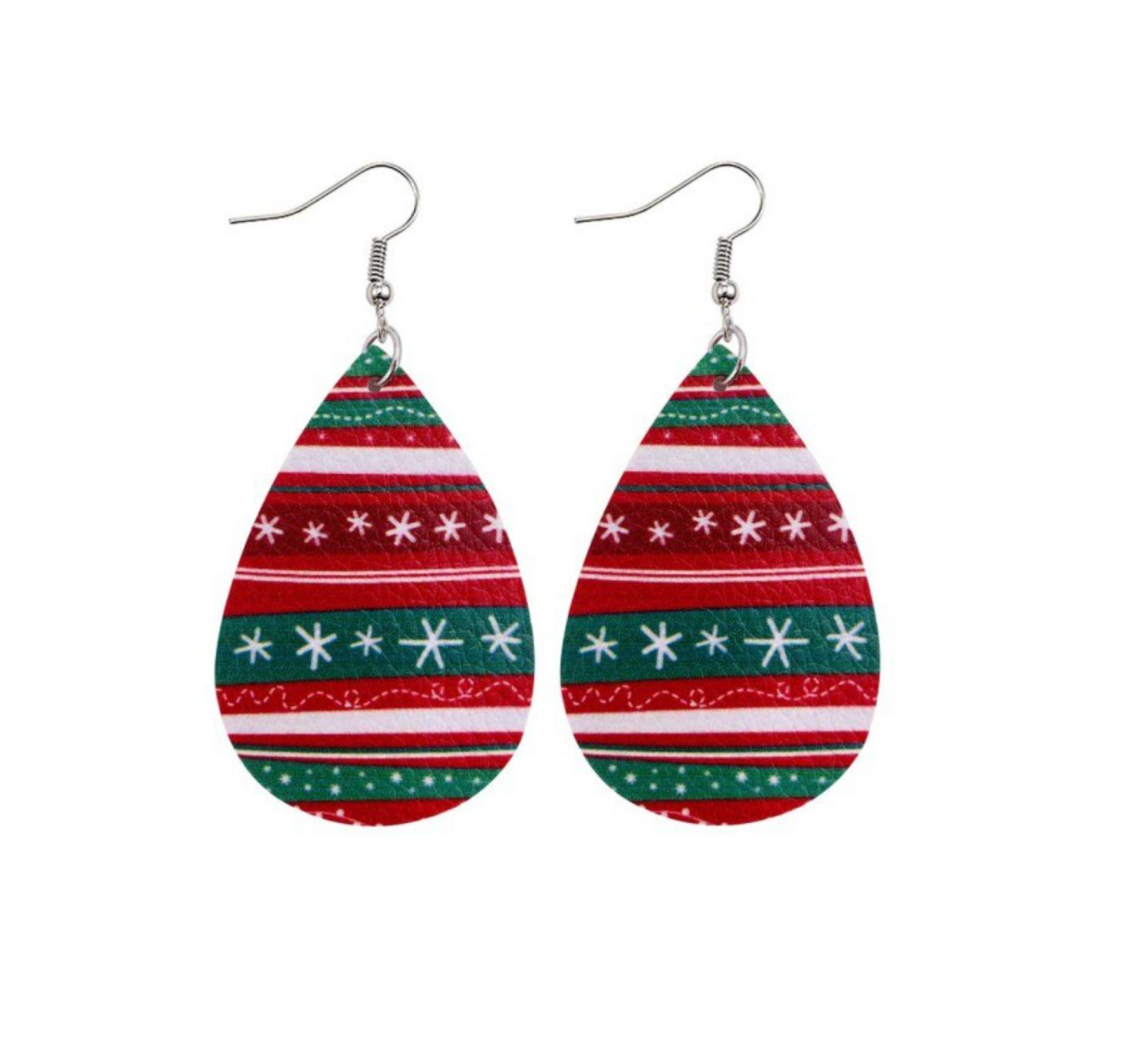 Red Green Star And Stripe Teardrop Earrings