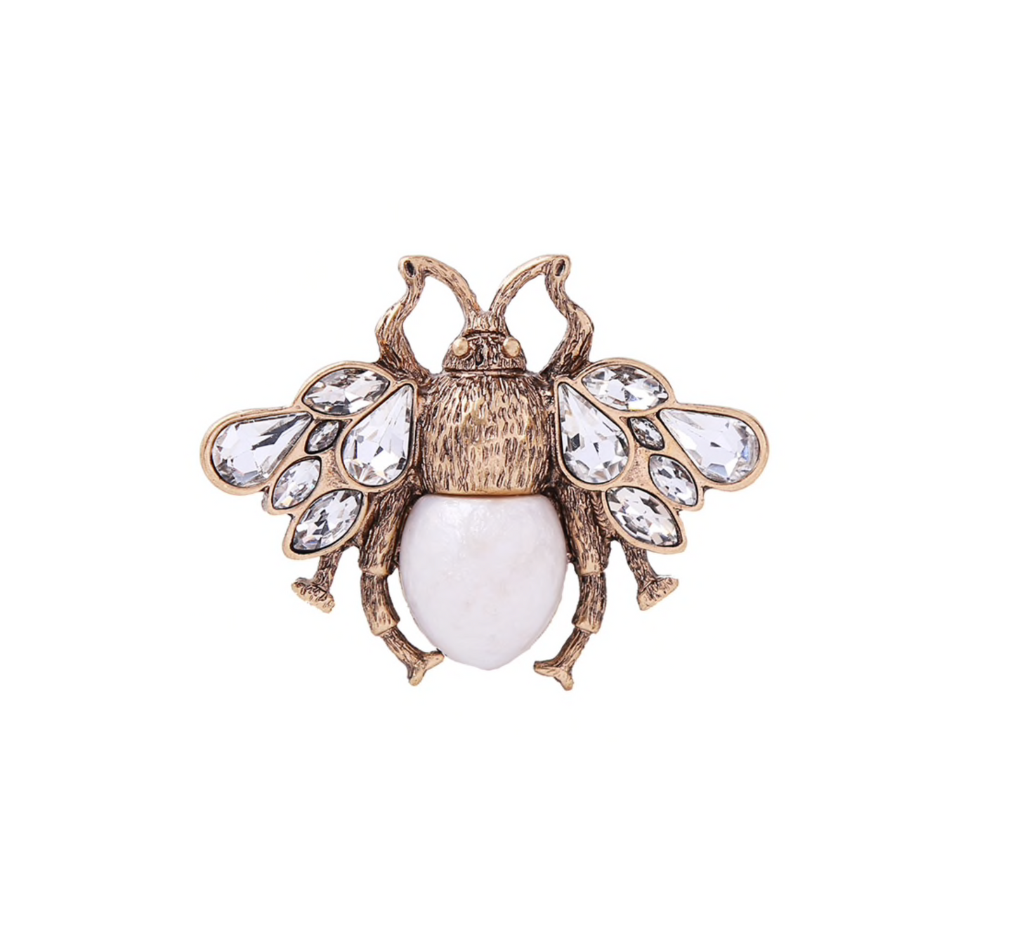 Goldtone Clear Crystal Bee Brooch
