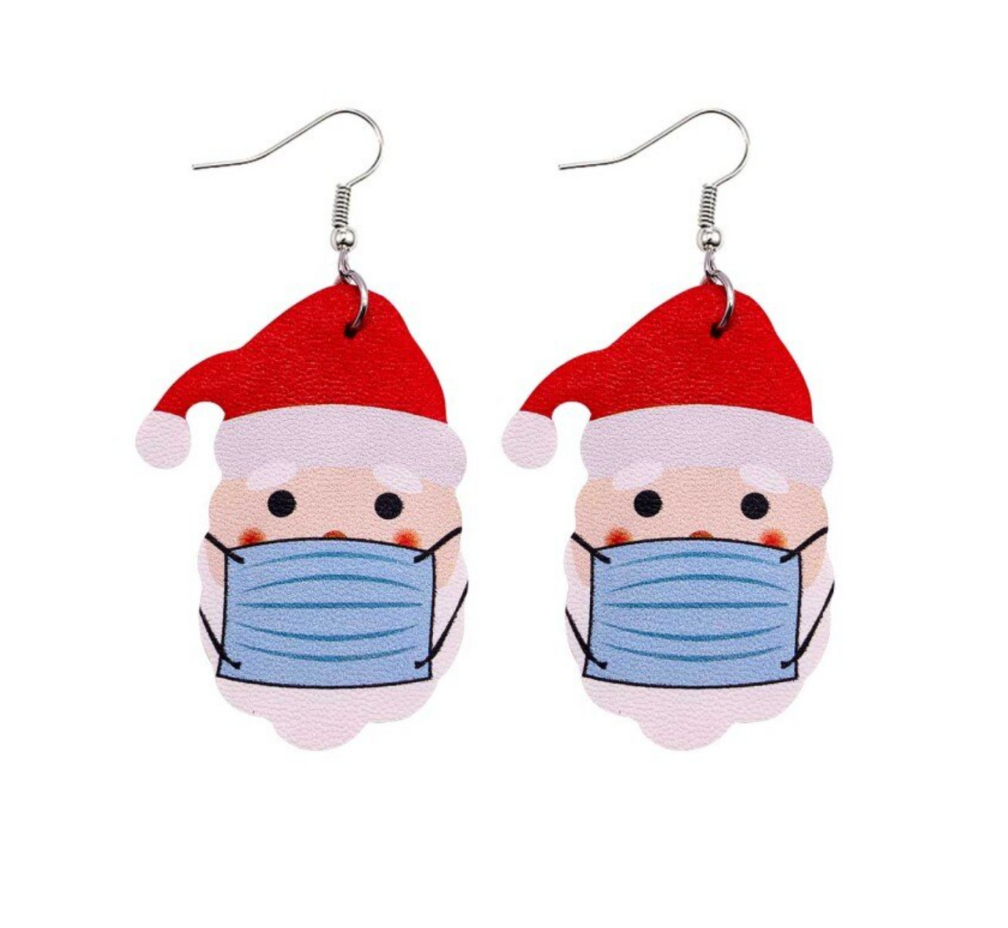 Red Blue Mask Santa Drop Earrings