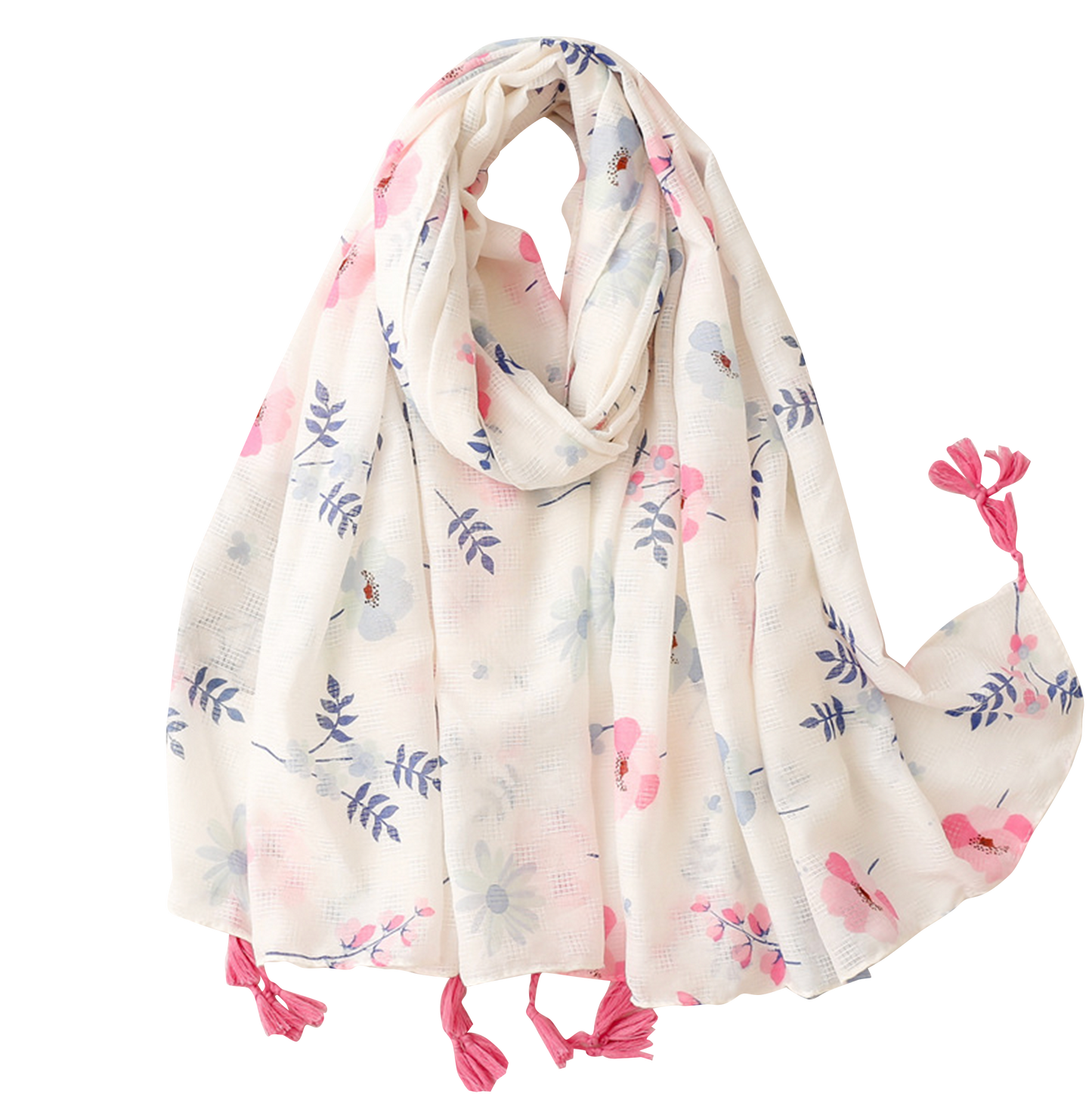 Light Pink Blue Leaf Scarf