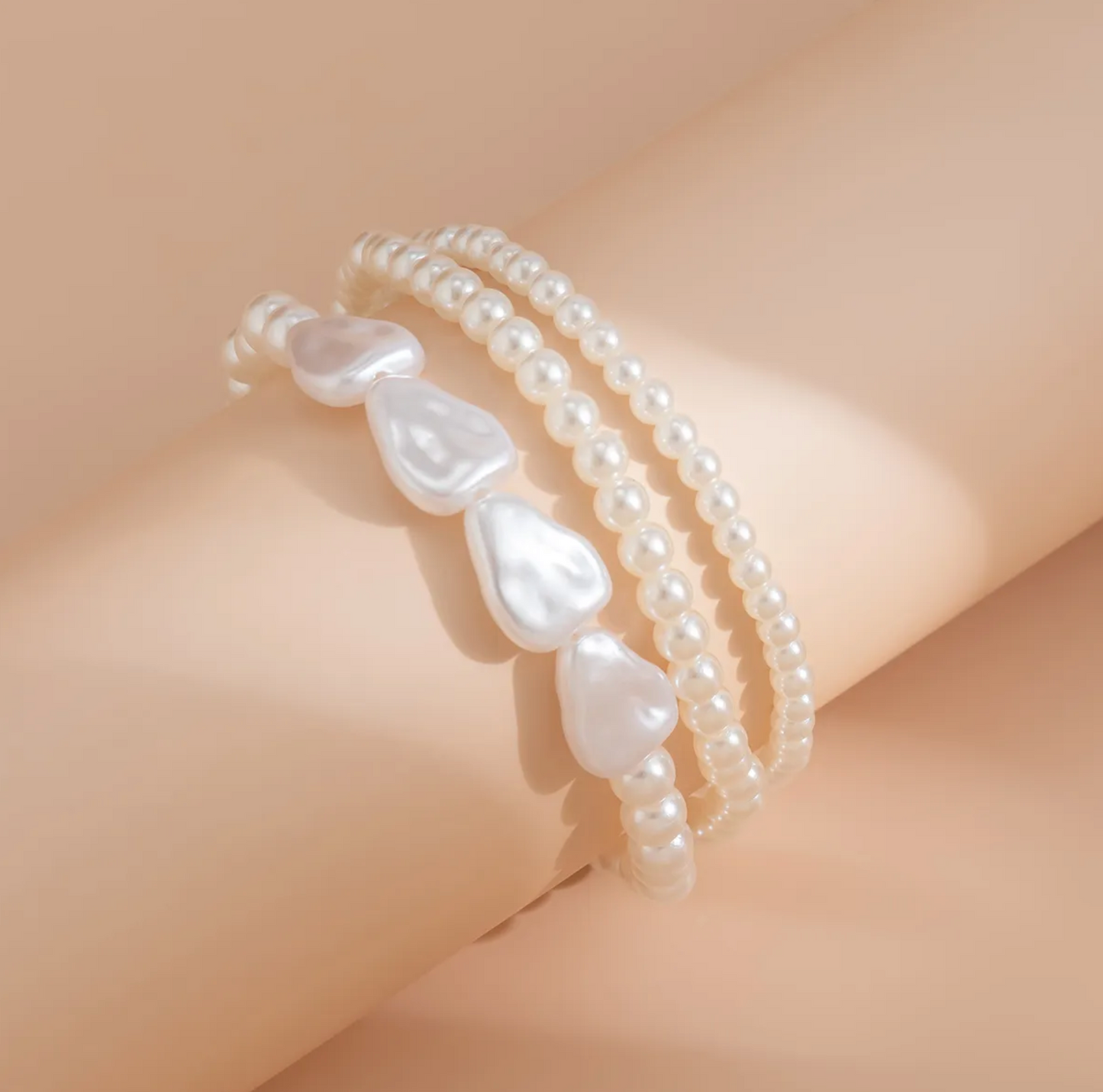 Imitation Pearl Three-Strand Bracelet