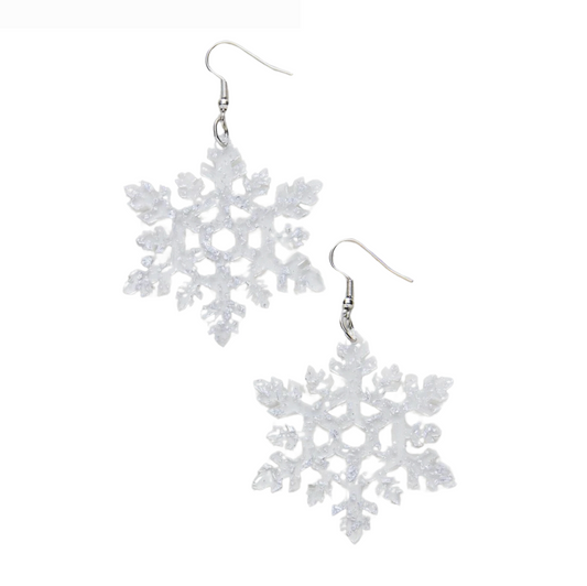 Transparent Oversized Snowflake Drop Earrings