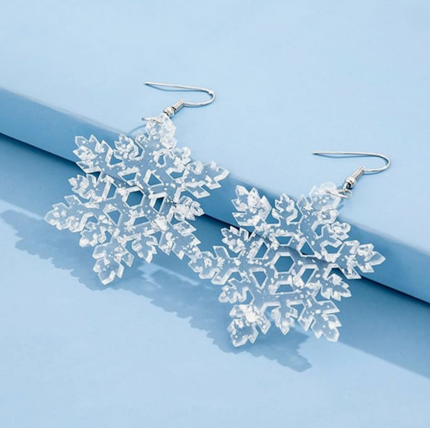 Transparent Oversized Snowflake Drop Earrings