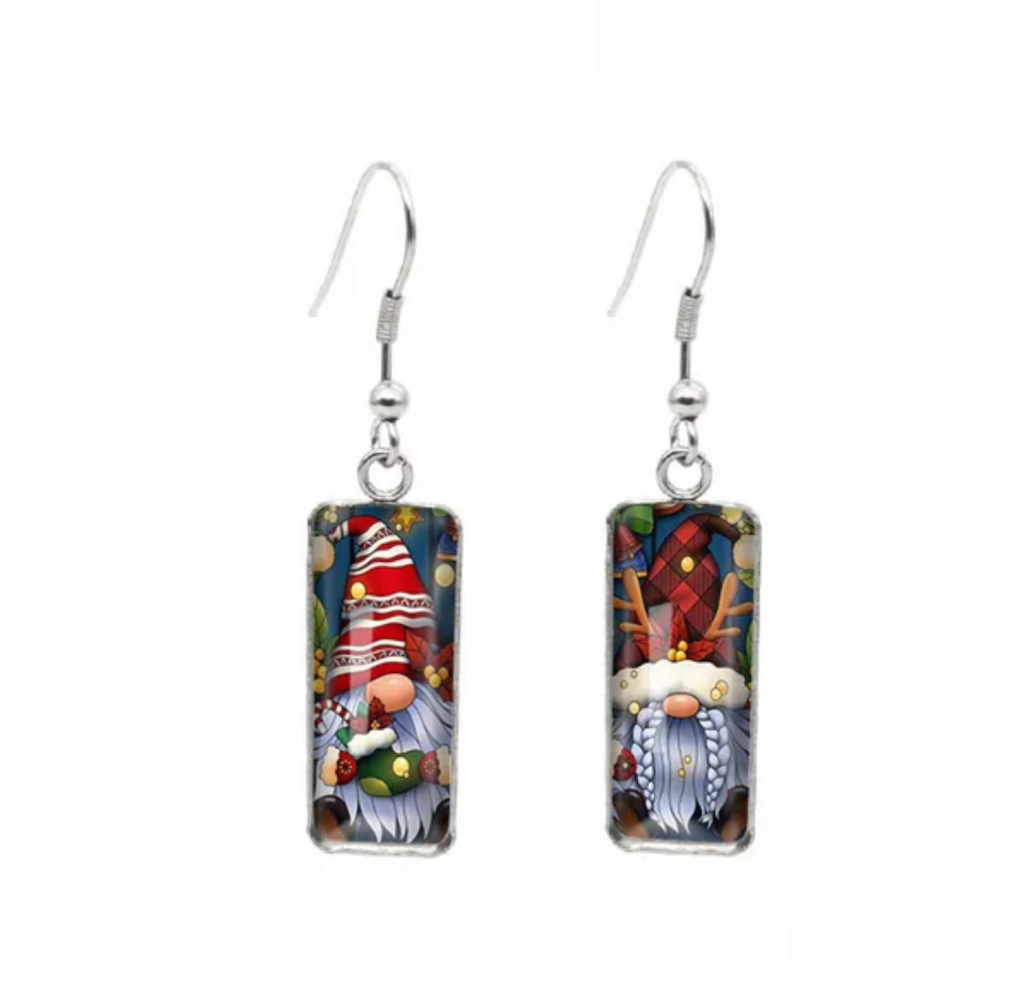 Winter & Christmas Themed Rectangular Drop Earrings