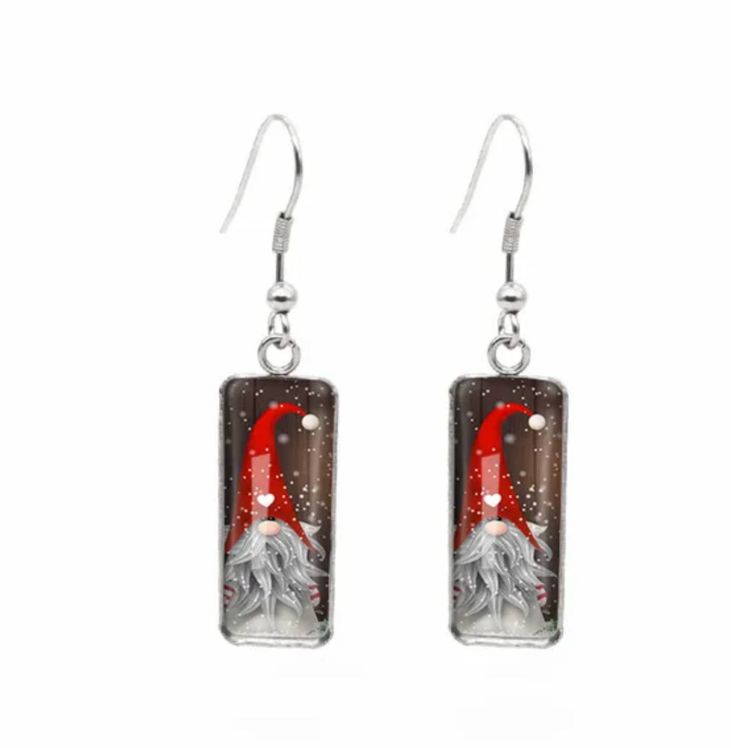 Winter & Christmas Themed Rectangular Drop Earrings