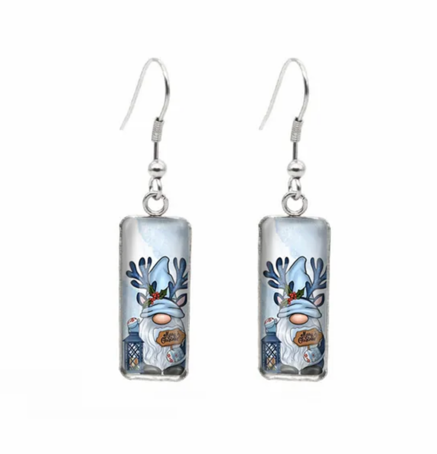 Winter & Christmas Themed Rectangular Drop Earrings