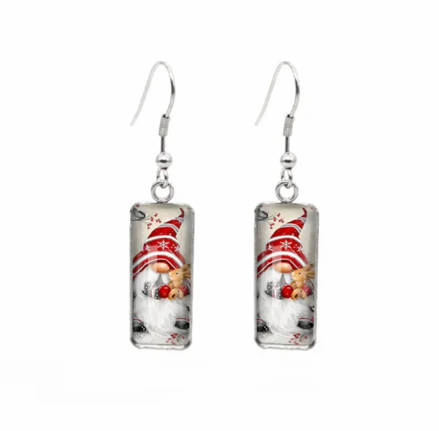 Winter & Christmas Themed Rectangular Drop Earrings