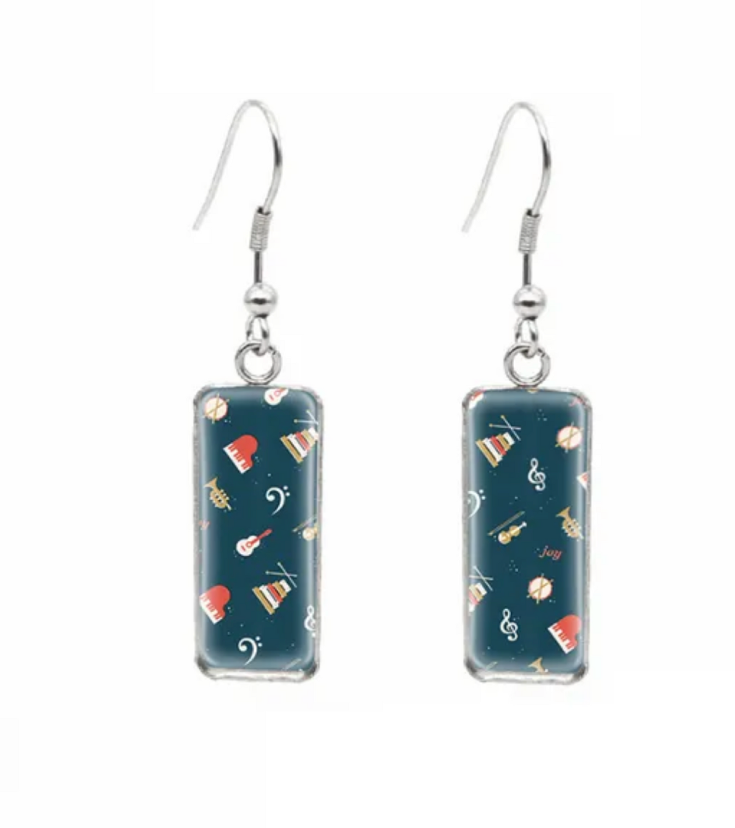 Patterned Rectangular Drop Earrings