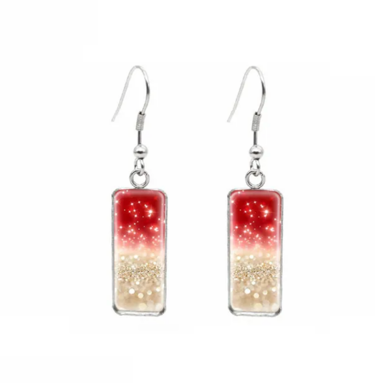 Winter & Christmas Themed Rectangular Drop Earrings