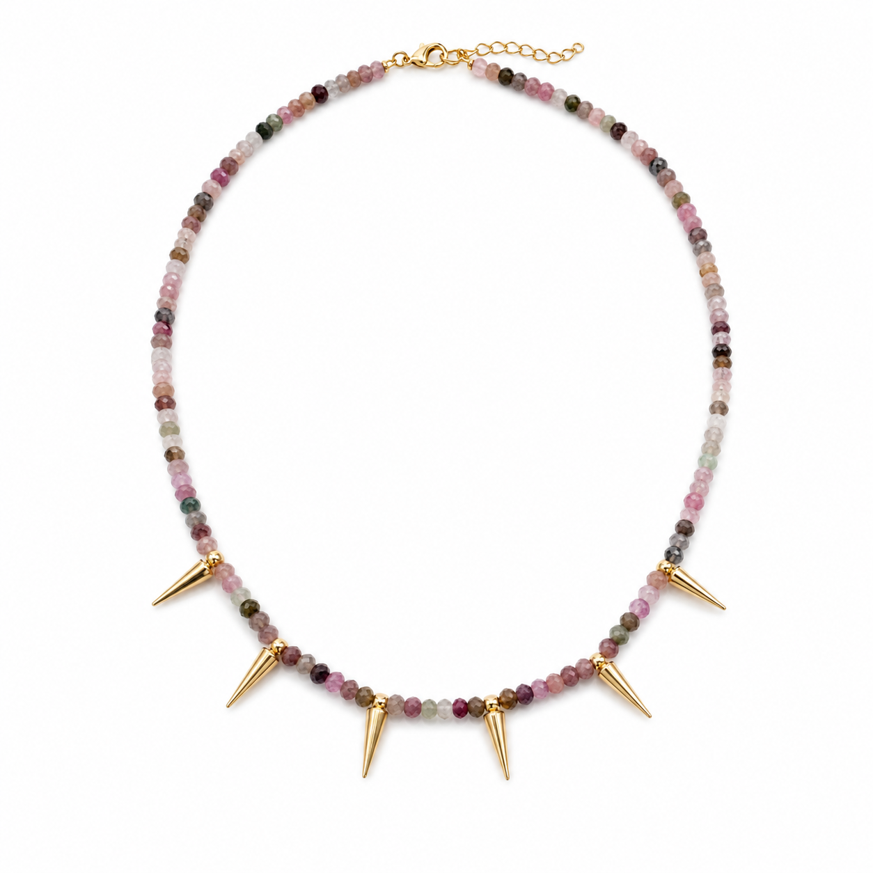 Upcycled Tourmaline Spike Necklace