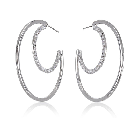 Crystal Half Moon Hoop Earrings