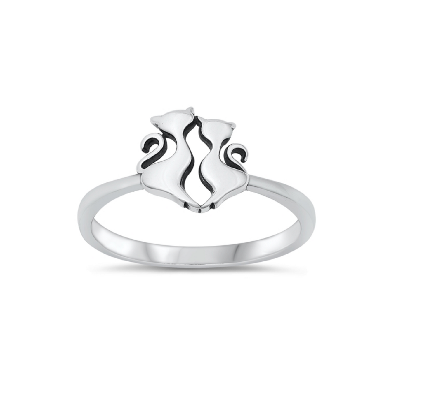 Sterling Silver Dual Cat Ring