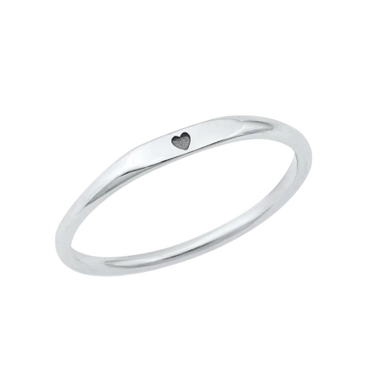 Sterling Silver Dainty Heart Signet Ring