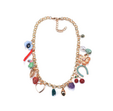 Goldtone & Crystal Multicolour Charm Necklace