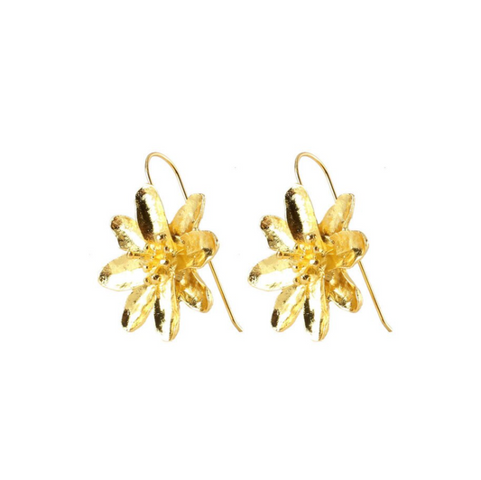 Goldtone Passion Flower Threader Drop Earrings